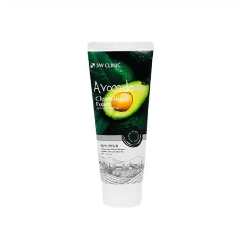3w Clinic Avocado Cleansing Foam 100ml in green tube with avocado graphic, standing upright.
