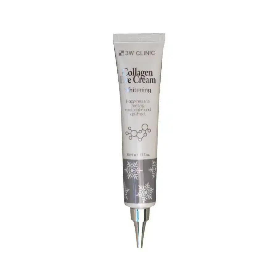 Open 3W Clinic Collagen Eye Cream tube showing a white cream dollop on the cap. - thumbnail