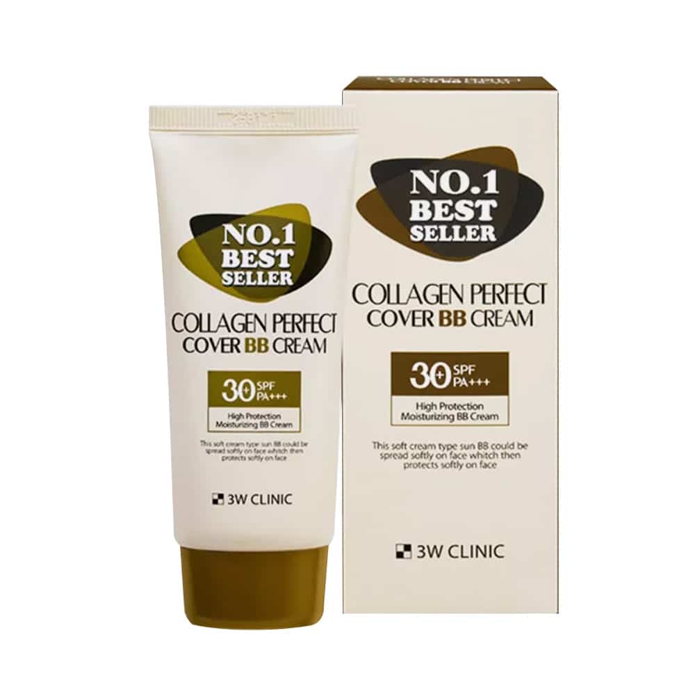 3W Clinic Collagen Perfect Cover BB Cream 50ml tube, white packaging with black cap, front view. - thumbnail