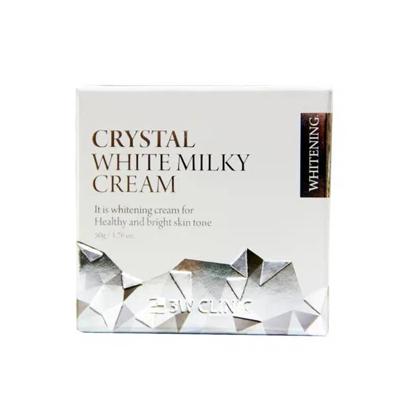 3W Clinic Crystal White Milky Cream 50ml in its white jar with a shiny silver lid. - thumbnail