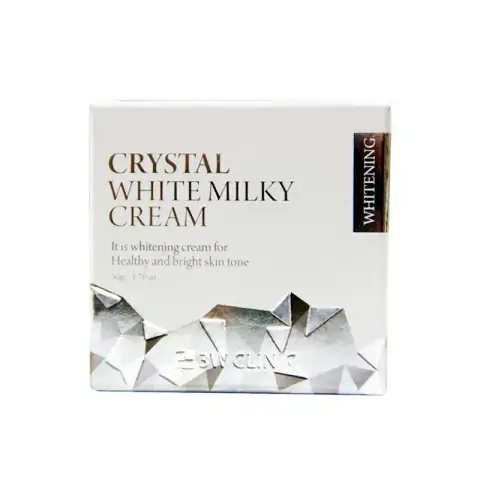 3W Clinic Crystal White Milky Cream 50ml in its white jar with a shiny silver lid.