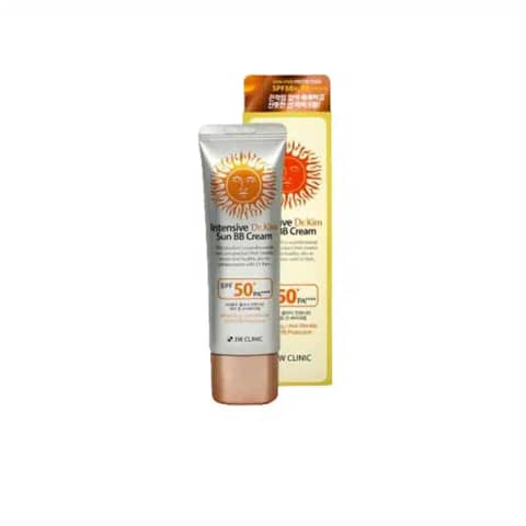 3w Clinic Intensive Dr.kim Sun BB Cream, white 50ml tube, golden cap, product front view.