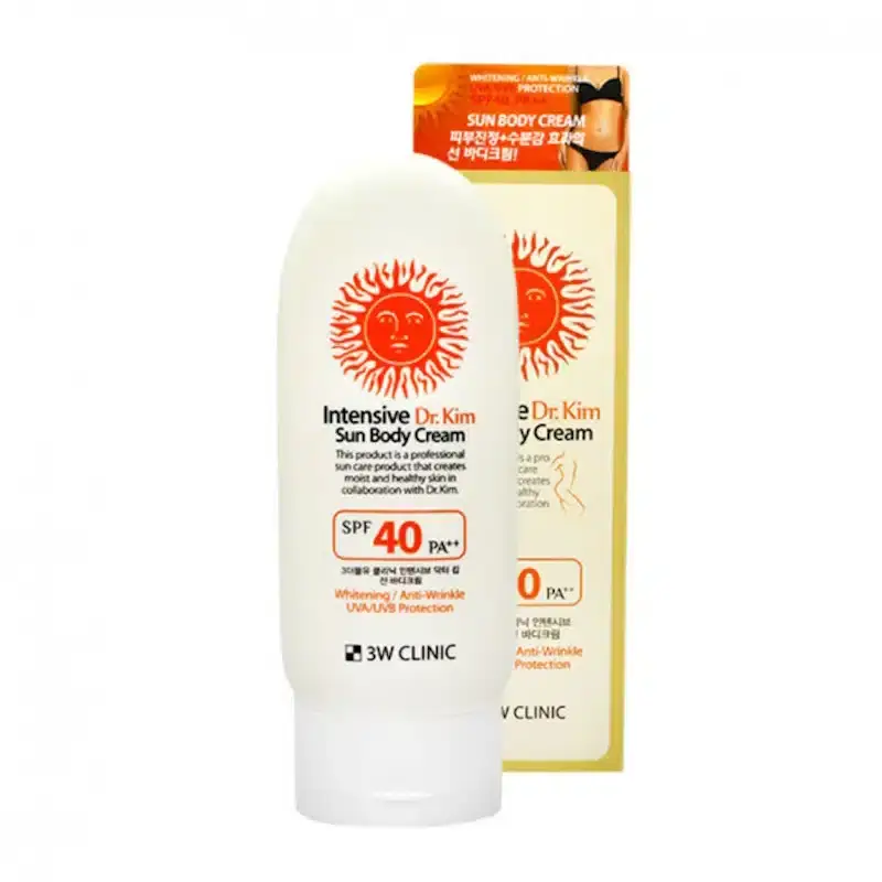 3W Clinic Intensive Sun Body Cream SPF 40PA++ white tube stands upright, displaying front branding. - thumbnail