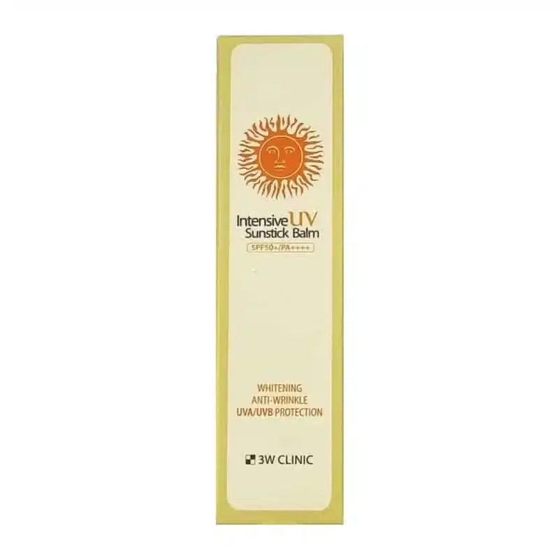3W Clinic Intensive UV Sunstick Balm SPF50+ PA++++, 10gm, in its white and blue packaging, standing upright. - thumbnail