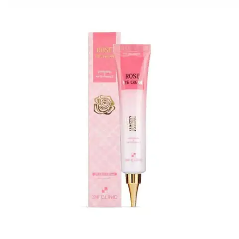 Front view of 3W Clinic Rose Eye Cream 40ml in its signature pink tube packaging.