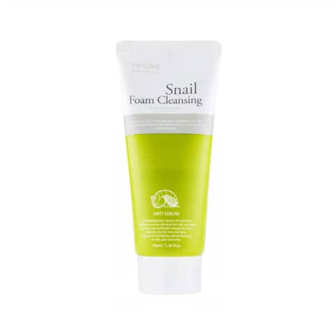 3w Clinic Snail Foam Cleansing 100ml tube standing upright, white with gold cap and branding.