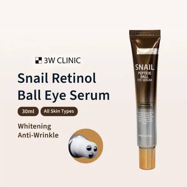 Close-up view of 3W Clinic eye serum showing its three metallic roller ball applicator. - thumbnail