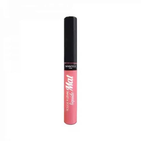 Anafeli Paris Liquid Matte Lipstick, Shade 03, showcasing its elegant transparent tube with rich maroon liquid.