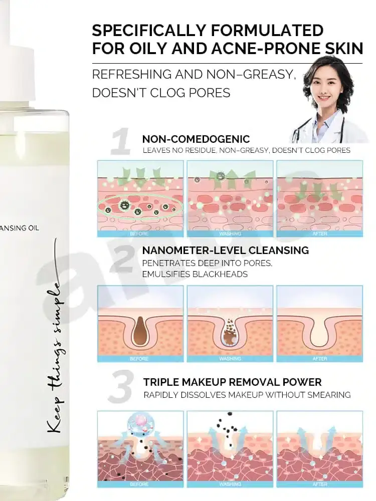 Anua Heartleaf Pore Control Cleansing Oil bottle lying beside a dish showing its emulsifying texture. - thumbnail