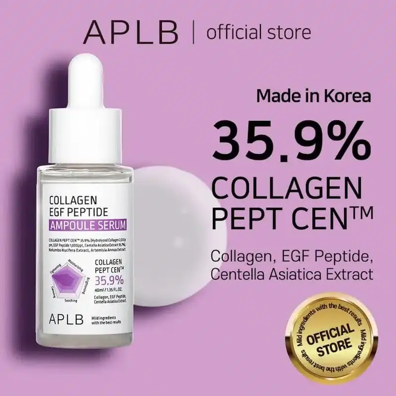 Close-up view of APLB Collagen EGF Peptide Ampoule Serum bottle's detailed label. - thumbnail