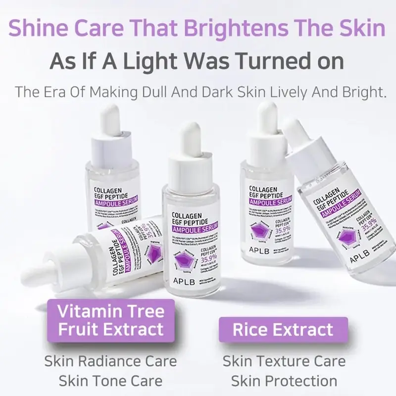 APLB Collagen EGF Peptide Ampoule Serum bottle with clear dropper lifted out, showing liquid. - thumbnail