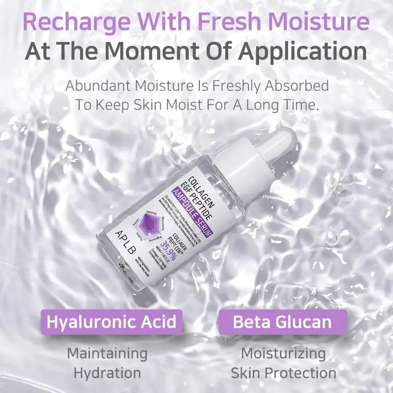 Human hand holding the APLB Collagen EGF Peptide Ampoule Serum 40ml bottle. - thumbnail