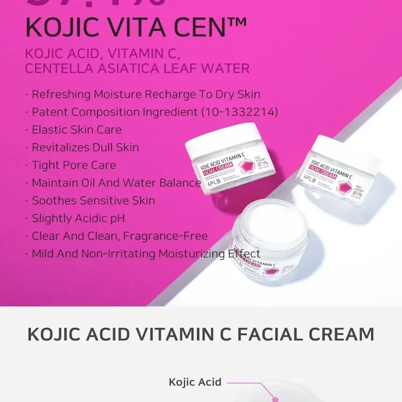 Close-up of APLB Kojic Acid Vitamin C cream's smooth white texture. - thumbnail