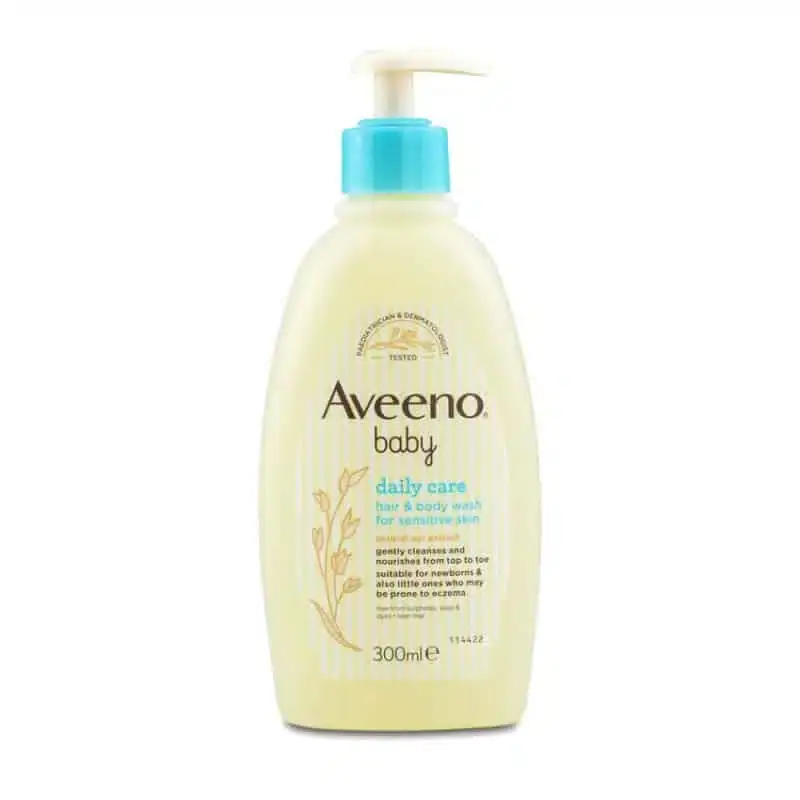 Aveeno Baby Daily Care Hair & Body Wash, 300ml, upright white bottle with blue cap. - thumbnail
