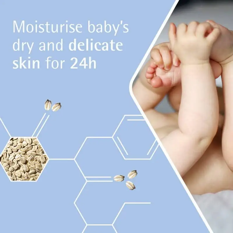 Two Aveeno Baby Daily Care Moisturising Lotion 300ml bottles displayed at different angles. - thumbnail