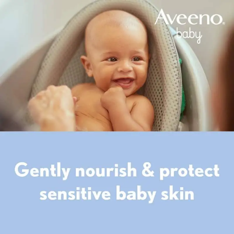 Close-up showing the Aveeno Baby Daily Care Moisturising Lotion pump dispenser and top. - thumbnail
