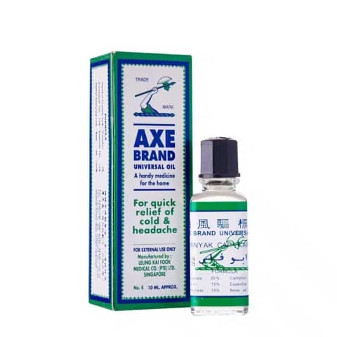 AXE Brand Universal Oil 10ml in light green cardboard packaging for instant pain relief.