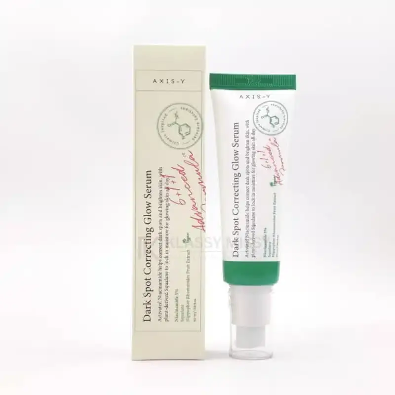 Golden drop of Axis-y Glow Serum dispensed onto a hand, showing its smooth texture. - thumbnail