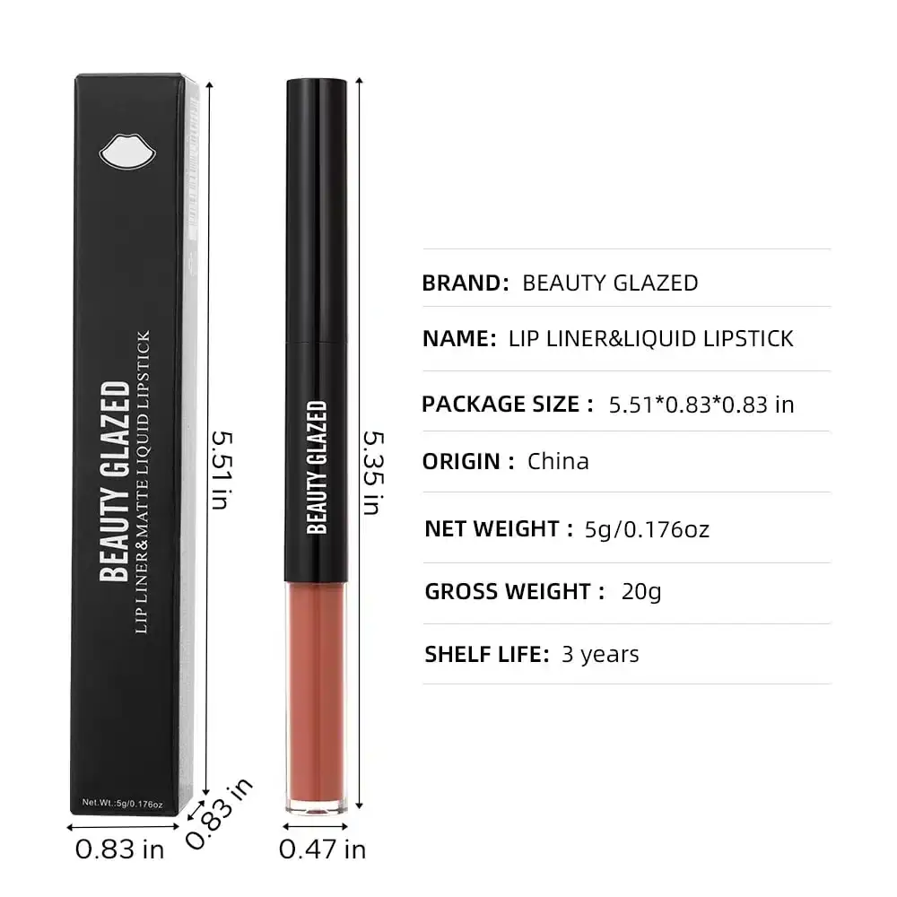 Beauty Glazed 2-in-1 matte lilac lipstick pen held in hand for size perspective. - thumbnail