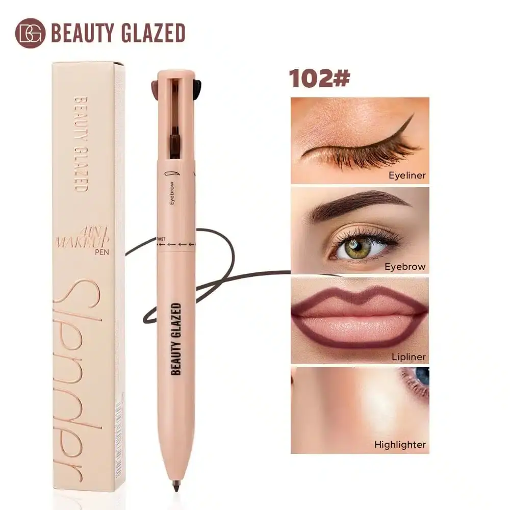 Beauty Glazed 4 in 1 multifunctional makeup pencil displaying all four retractable color tips. - thumbnail