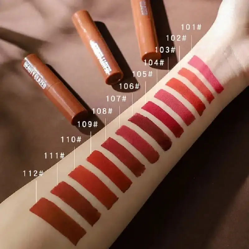 Close-up of Beauty Glazed 108# Burgundy lipstick, showing its smooth, rich, creamy texture. - thumbnail