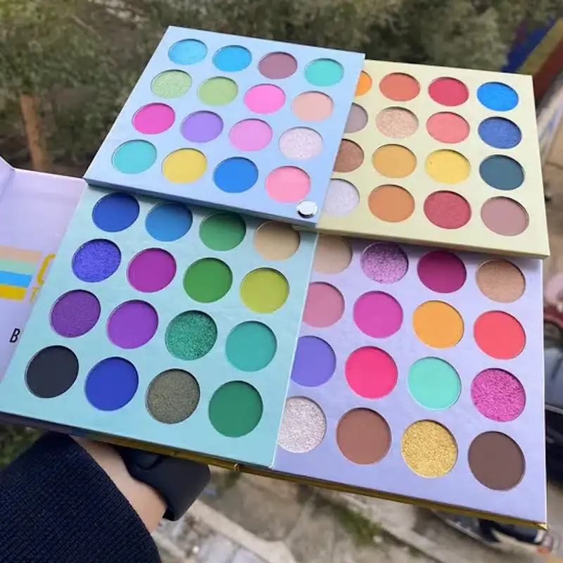 Beauty Glazed Color Twist 64-color eyeshadow palette, open, displaying a vibrant array of shades and mirror. - thumbnail