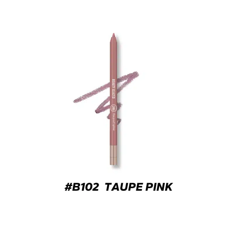 Beauty Glazed B102 Taupe Pink waterproof lip liner pencil, capped, displaying its elegant packaging. - thumbnail