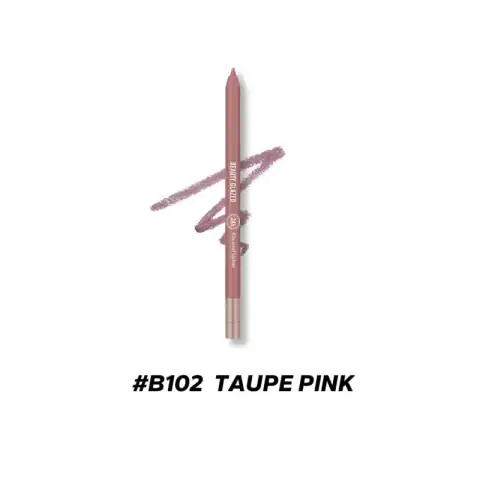 Beauty Glazed B102 Taupe Pink waterproof lip liner pencil, capped, displaying its elegant packaging.