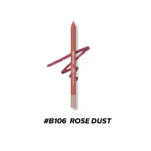 Beauty Glazed B106 Rose Dust lip liner pencil standing upright, showcasing its sleek packaging.