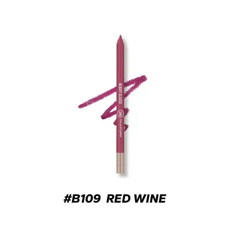 Beauty Glazed B109 Red Wine waterproof lip liner pencil, capped, displayed vertically on a clean background. - thumbnail