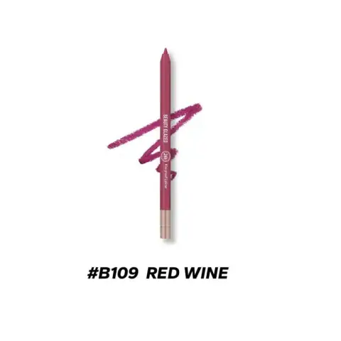 Beauty Glazed B109 Red Wine waterproof lip liner pencil, capped, displayed vertically on a clean background.
