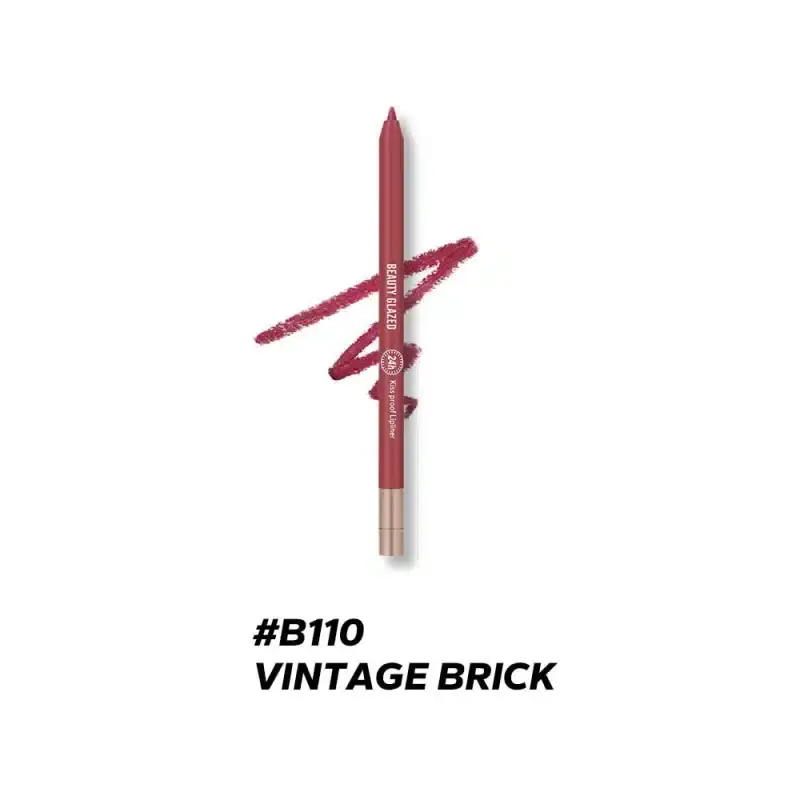 Beauty Glazed B110 Vintage Brick lip liner, black pencil with clear cap, waterproof and long-lasting. - thumbnail