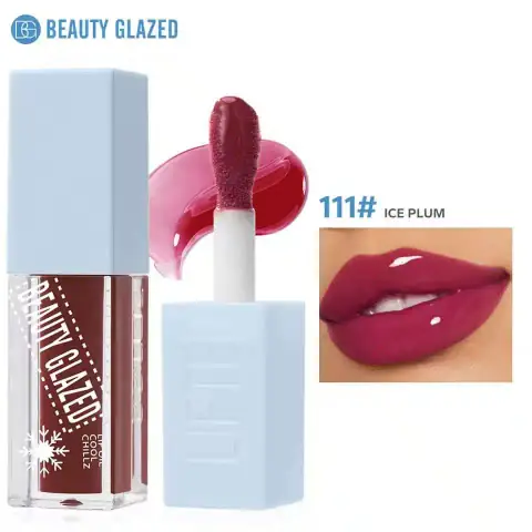 Beauty Glazed Lip Oil Cool Chillz 111 Rose Nude, clear tube packaging with visible rose tint.