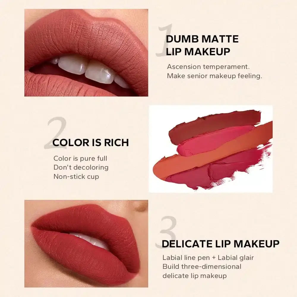 Beauty Glazed 2-in-1 matte maroon lipstick and lipliner with both ends capped, lying flat. - thumbnail
