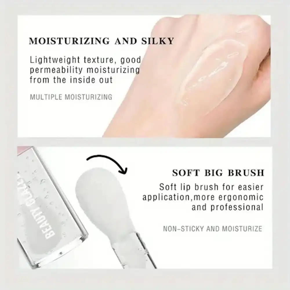 Beauty Glazed Moisturizing Lip Oil 103 tube lying flat with a clear, hydrating oil droplet. - thumbnail