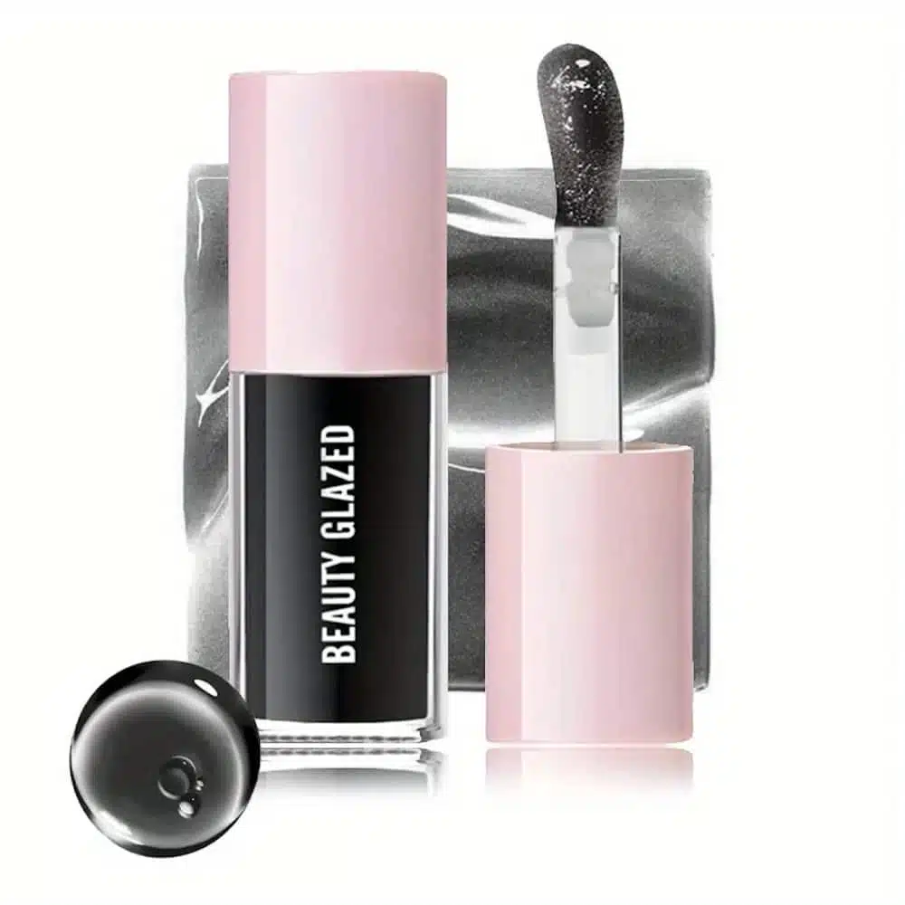 Beauty Glazed Moisturizing Lip Oil 105 in a sleek clear tube, showing glossy pink formula. - thumbnail