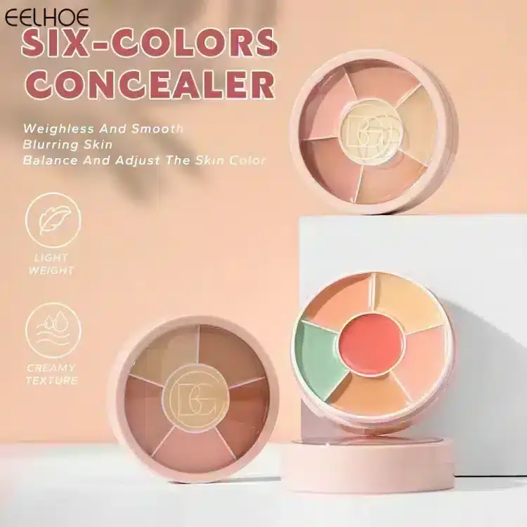Close-up of Beauty Glazed 6 color concealer palette, showing creamy skin-tone textures. - thumbnail