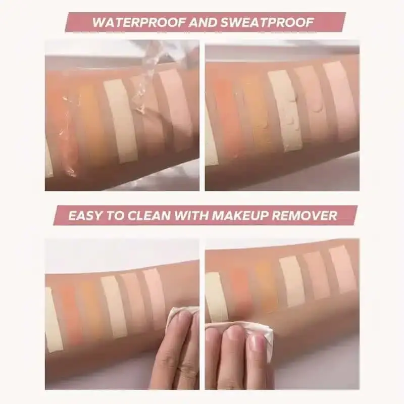 Swatches of Beauty Glazed 6 color Soft Phantom concealer on an arm, showing shade variety. - thumbnail