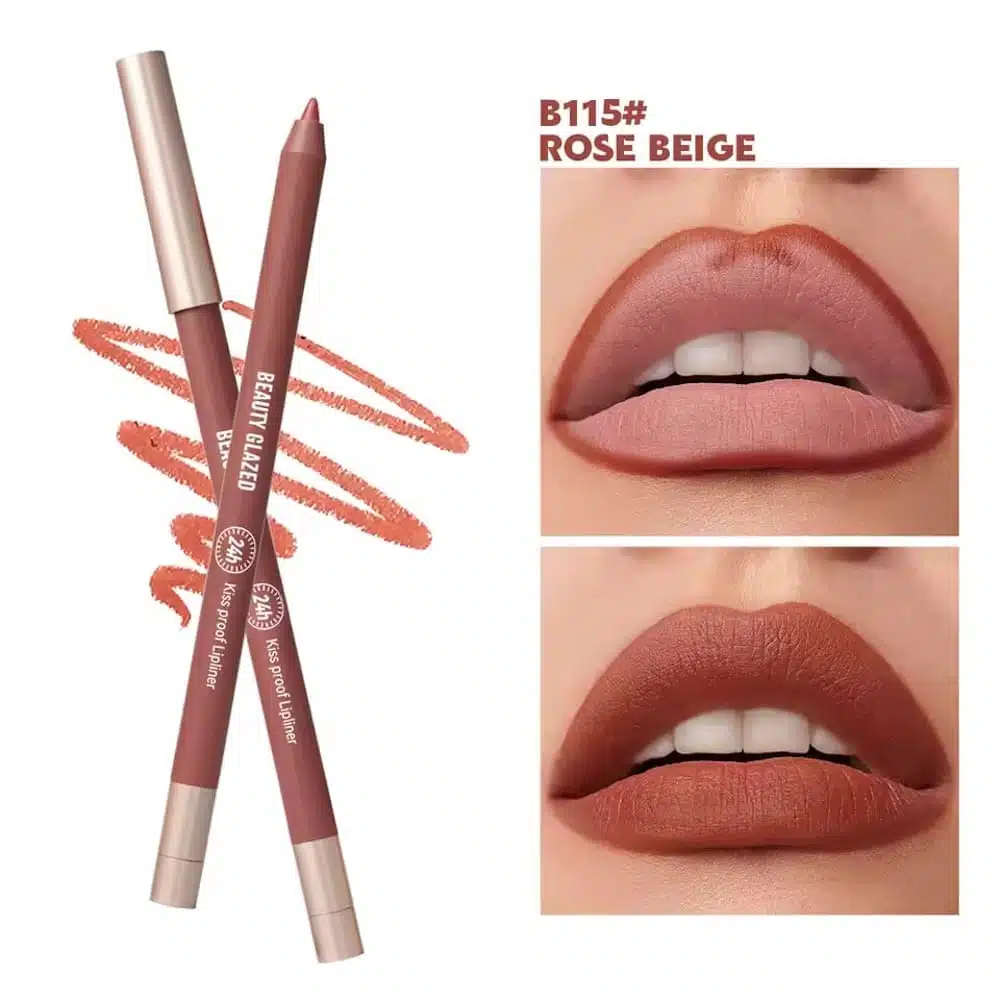Beauty Glazed B115 Rose Beige lipliner pencil, waterproof and long-lasting, with sharpened tip. - thumbnail