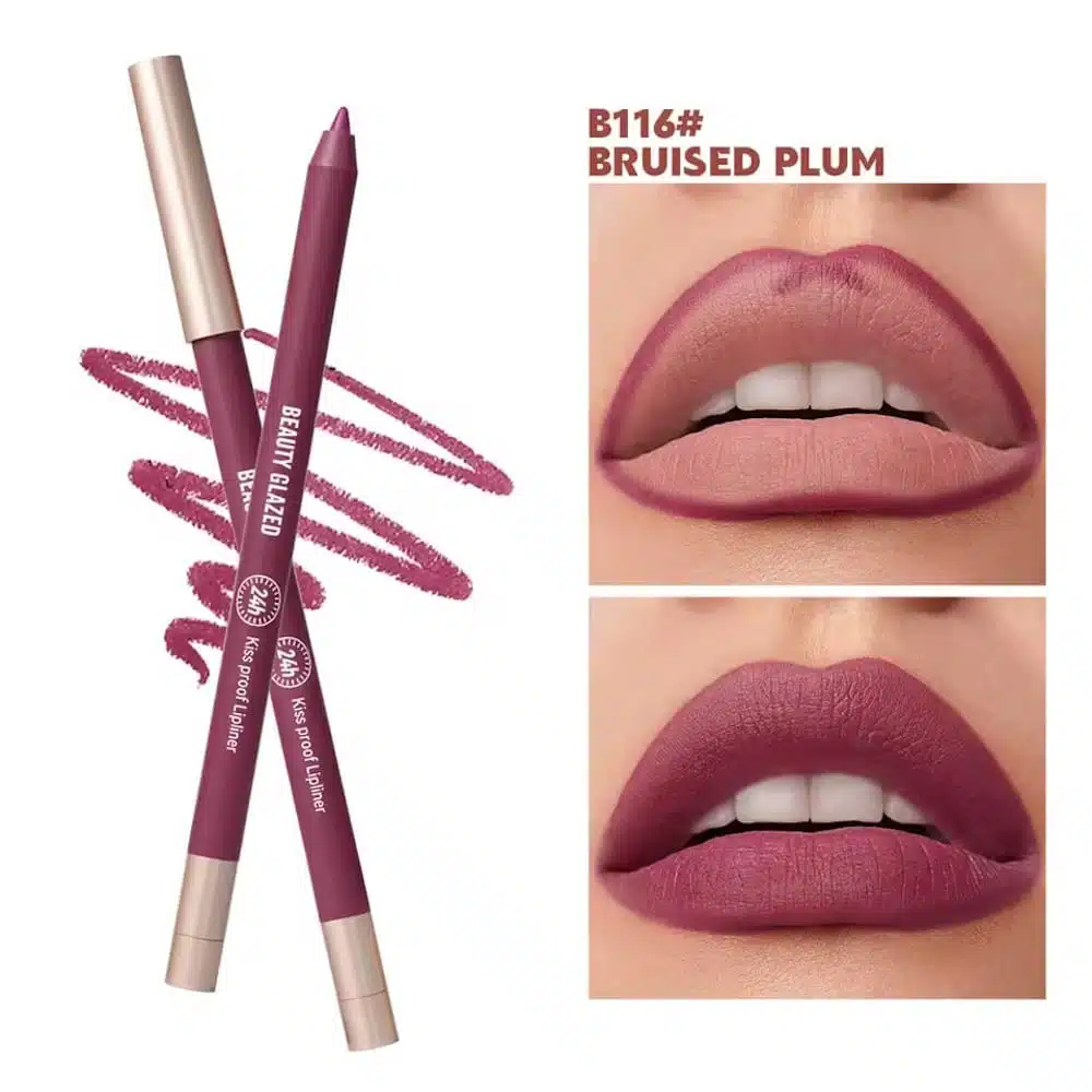 Beauty Glazed B116 Bruised Plum lipliner pencil, waterproof and long-lasting, lying horizontally. - thumbnail