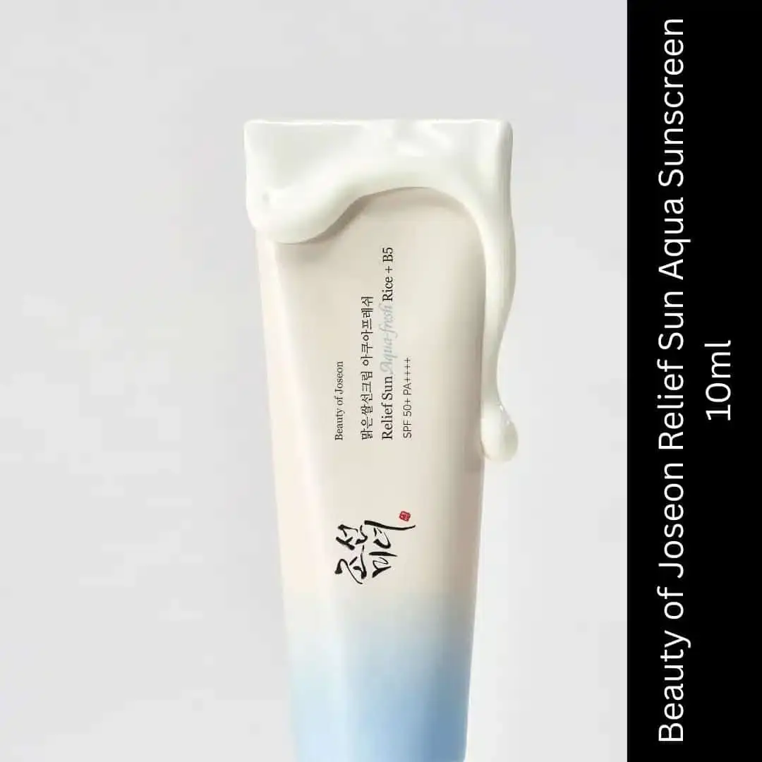 Beauty of Joseon Relief Sun Aqua-Fresh white sunscreen tube with rice packaging design standing upright. - thumbnail