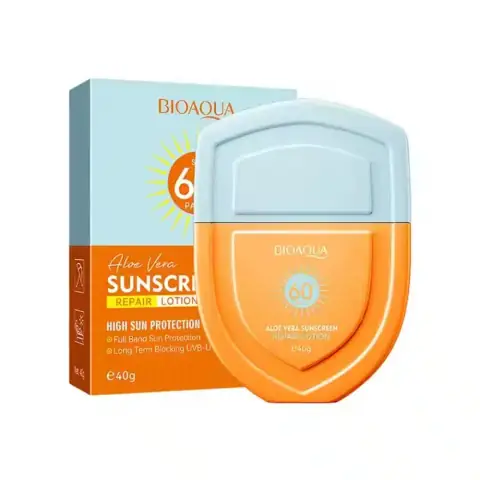 Upright Bioaqua Aloe Vera Sunscreen SPF60+ PA+++ 40g tube with green and white branding.