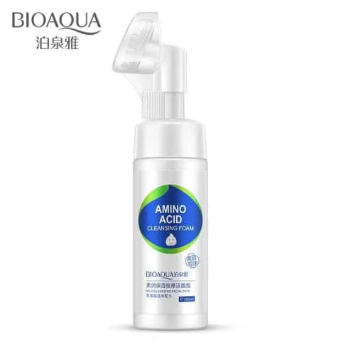 Bioaqua Amino Acid Foam Cleansing in a white tube with light blue cap, standing upright.