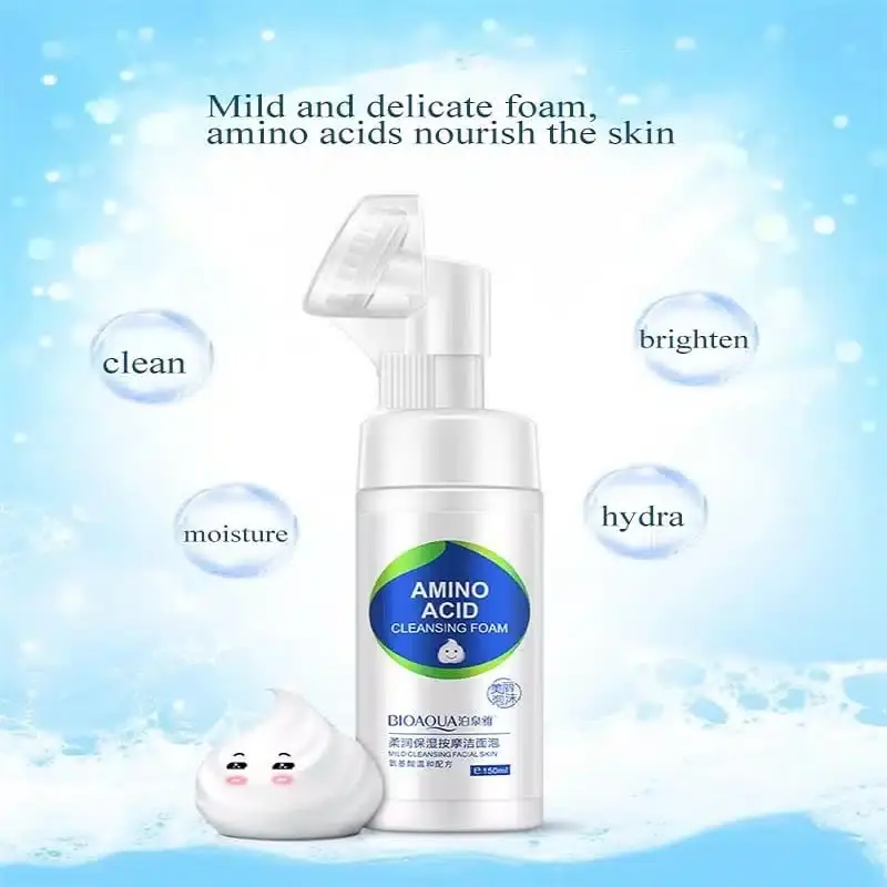 Close-up of Bioaqua Amino Acid Foam Cleansing tube, highlighting brand logo and product name. - thumbnail