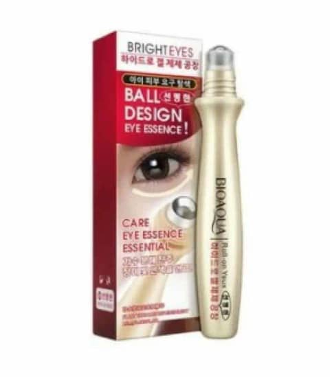 Bioaqua Eye Essence with rollerball applicator, clearly displayed in its white and blue gradient packaging.