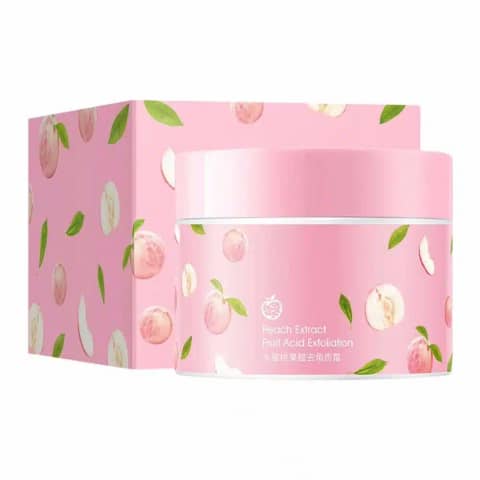 Bioaqua Peach Extract Fruit Exfoliating Face Gel 140g tube, light peach color with vibrant peach fruit imagery.