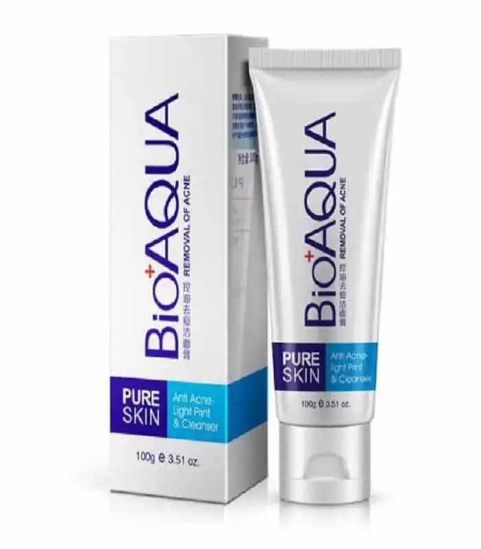 Two Bioaqua Pure Skin Face Wash 100ml tubes, one standing, one lying, white background. - thumbnail