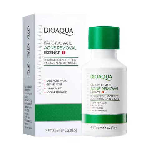 Bioaqua Salicylic Acid acne removal facial serum (35ml) in white bottle with pink label.