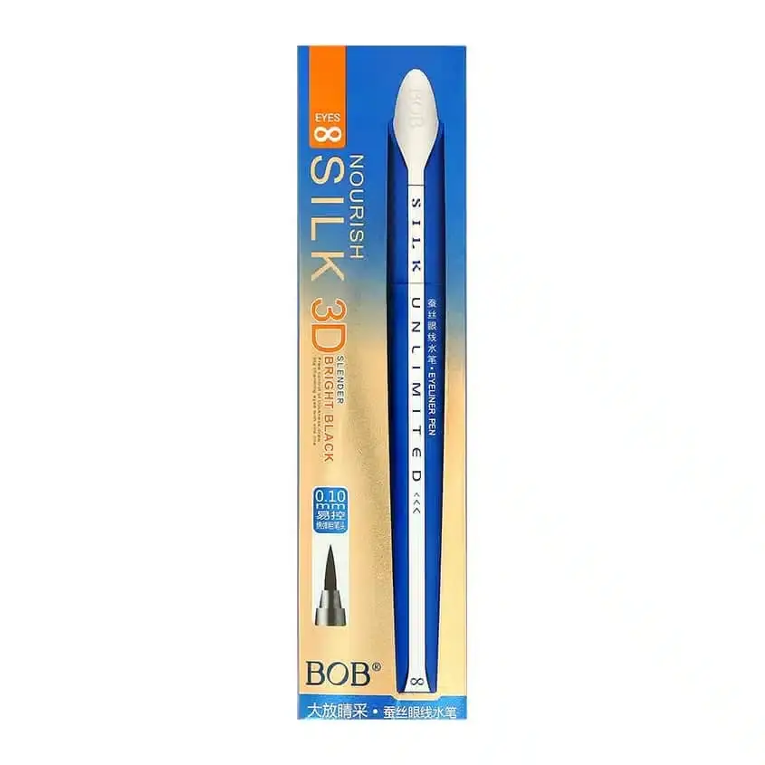 Bob Silk Unlimited 3D Super Black Eyeliner Gel Pen in sleek black packaging with silver details. - thumbnail
