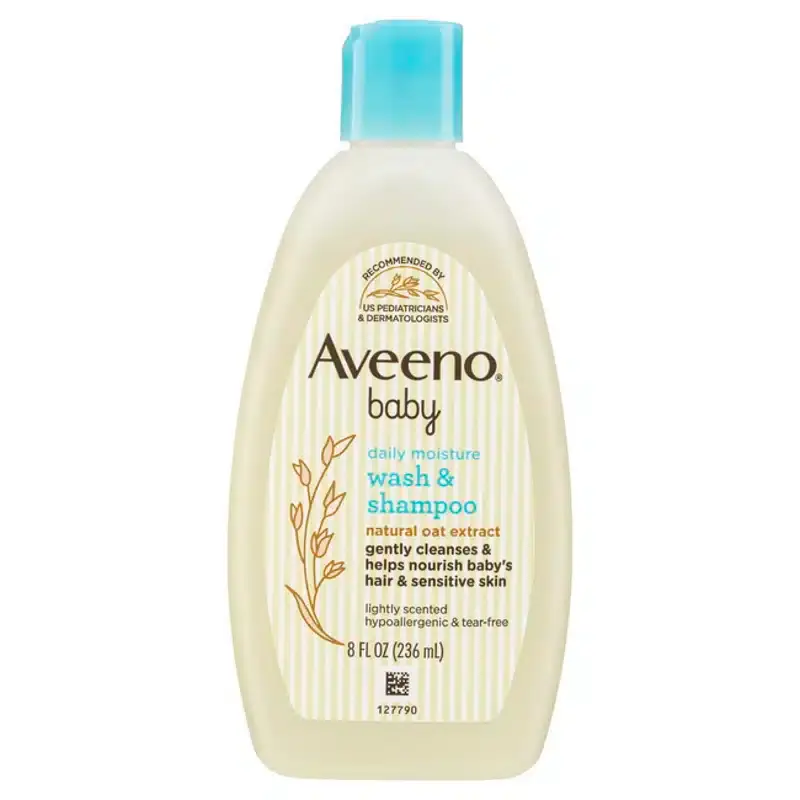 Official Aveeno logo with clean, dark green sans-serif text and a small, naturalistic leaf motif.